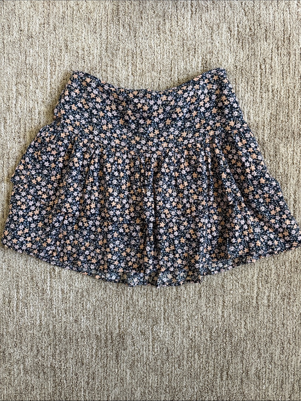 Abercrombie and Fitch Linen-blend Tiered Floral Mini Skirt Size S